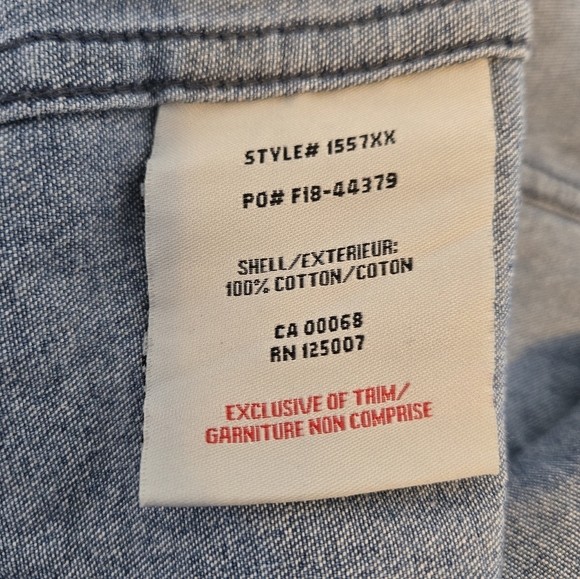 Dakota 3XLT Denim Button Up Shirt Blue 100% Cotton Long Sleeve Western Workwear - Picture 8 of 9